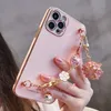 Custodie di lusso Glitter Camelia Gemma Bracciale Fiore Ciondolo Custodie per telefoni per IPhone 14 Pro MAX 13 12 mini 11 XS XR X 7 8 Plus Cover Coque