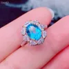 Anneaux de cluster Naturel et réel Blue Topaz Finger 925 Bague en argent sterling Style de luxe