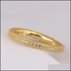Anéis de casamento Original 925 Sterling Sier Ring Gold Packable Love Hearts With Crystal for Pandora Women Wedding Gift Diy fas dhgarden dhz9i
