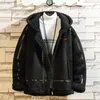 جاكيتات رجال شتاء قاذفة فو فو فرو جلدية الرجال الرجال خروف shearling lambskin دافئ مقنعين عالية الجودة مخملية معاطف ثمكة خارجية