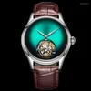 ساعة Wristwatches Aesop Watch for Men Tourbillon Movement Movement Mechanical Watches Watches Leopard Eye Dial Box