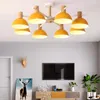 Lustres nordique Lampen Industrieel bois Chambre décoration de la maison E27 luminaire pendentif LED lumières déco Chambre Lustre Pendente