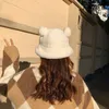 Wide Brim Hats Bucket Fashion Autumn Winter Leopard Fur Bear Ear Ball Plush Fisherman Soft Warm Thick Basin Protection 221129