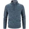 Heren Truien Herfst Winter Dikke Gebreide Truien Effen Kleur Rits Mock Hals Slim Fit Gebreide Causale Man 221129