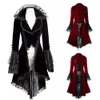 Kobiet wełniany mieszanki Kobiet Vintage Medieval Steampunk Coat Bandage Bandage Halloween Gothic Overcoat Tuxedo Tuxedo Empear#G3 221129