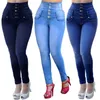 Dżinsowe dżinsy wysoka talia Buttons żeńskie spodnie Slim Elastic plus size dżinsowy jeansowy niebieski ołówek jesień 221128