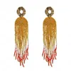 Dangle Chandelier 4 Color Bohemian With Alloy Resin Beads Long Tassel Drop Dangle Earrings For Women Statement Party Jewelry Delive Dhz8E