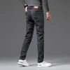 Nowe dżinsy spodnie chino spodni męskie spodnie rozciągnij jesień zima zamykające dżinsy bawełniane spodnie prażone proste biznes swobodny Q9526
