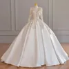 2023 Luxury Crystal Beading Wedding Dress sheer neck Scoop Neck A Line Bridal Gowns Sweep Train Custom Made plus size princess Dresses