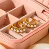 Kolczyki obręcze żeńskie perły kolczyki pełne cyrkon mikroinkonowane trójwarstwowe 18-krotnie złote stalowe stalowe w kształcie litery C