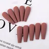 False Nails 100pcs/set Faux Solid Color Matte Ballerina Removable Pressure Long Fake Decorative Nail Art Supplies