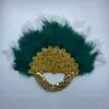 Decorative Objects Figurines Handmade ntaille Mariage Africain Bridal Turkey Feather Handle fan wedding Dance Nigerian Fans for Wedding Party 221129