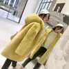 Women's Fur Long Faux Mink Coat Thickened Loose Hooded Plush Artificial Overcoat Women Female Warm Winter Windbreaker