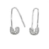 Hoop￶rh￤ngen Multi Color Silver Pin Geometric Asymmetry Hollow Safety Shape Earring With CZ Paled for Women Girls Party