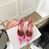 Casual Shoes Amina Muaddi Begum Crystal-embelled Buckle Stain Pumps Shoes Spool Heels Sandals Women's Luxury Designers Dress Shoe Evening Slingback 6614ESS