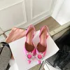 Scarpe casual Amina muaddi Begum Fibbia decorata con cristalli Décolleté scarpe rocchetto Sandali con tacco donna Designer di lusso Scarpe eleganti da sera Slingback 6614ess