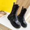 Desigenr Motorcycle Boots Domino Boot Women Cowskin Booties Shell Round Head Martin Bootie Rubber Thick Bottom Biker Boot