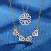 Pendant Necklaces Nonoyes Lucky Four-leaf Clover Necklace Personality Women's Wedding Jewelry Heart-shaped Accessories Gifts