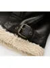 Wo TRAF Women Winter Faux Fur Fleece Coat Fashion Thicken All-in-One Zip Overcoat Locomotive Lapel Warm Outwear 221129
