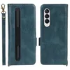 Retro Magnetic Flip Phone Cases for Samsung Galaxy Z Fold3 5G Multiple Card Slots Solid Leather Wallet Clutch Kickstand Protective Shell with Pen Slot Holder