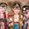 Happy New Year 2023 Party Decoration Eyeglasses Paper Glasses Frame Photo Booth Props for New Year'S Eve Partys Celebration