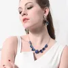 Choker 2 Colors Blue & Pink Geometric Stone Necklace Fashion Women Statement Bib Party Jewelry Collars Accessories