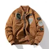 Kurtki męskie zimowa kurtka bombowca mężczyźni wojskowy odznaka retro pilot amerykański vintage motocyklowy płaszcz parkas z kapturem męski khaki armia