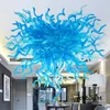 Modern Art Pendant Lamps Blue Color 40x48 Inches Venetian Lighting Murano Style Hand Blown Glass Chandelier LED Light Ceiling Lighting Decor Chandeliers LR1432