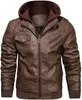 Mens Jackets Capuz Crew Casual Stand Collar Pu Faux Leather Zipup Motocicleta Jaqueta de Bomber com uma Roupa Men Removível 221129