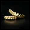 Grillz Dental Grills Mens Gold Grillz Denti Set di gioielli hip hop ad alta qualità otto dente top a 6 griglie da 6 bottom goccia del dhfwy