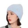 Ball Caps Womens Casual Fold Hem Warm Fashion Hat Knit Solid Trim Outdoor Activities Windproof Cap