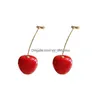 Bengelen kroonluchter rode kersen temperament oorbellen eenvoudige persoonlijkheid voortreffelijke mode Goldplated sieraden geschenken voor jezelf Drop D DH4NW