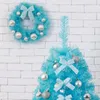 Kwiaty dekoracyjne 30 cm Wesołych Świąt Niebieskie wieniec na świąteczne drzwi wiszące okno rattan scena ozdoby rekwizytów dekoracja domu