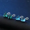 Stud Earrings OMYFUN Factory Wholesale Female Heart Copper Blue/Tourmaline Color Crystal Jewelry Simple Brazil Brincos Arete E63