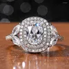 Anéis de casamento Youhaocococococococeo europeu e americano de luxo com o anel de noivado de diamante com base em diamante temperamento zircão