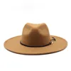 Berets Women's Hat Fedoras Men's Felt Wide Brim Panama Headgear 2022 Designer With Chain Chapel Beach Elegant Gentleman