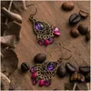 Dangle Kronleuchter Bohemian Vintage Dangle Ohrringe f￼r Frauen M￤dchen Ethnisch kleiner lila Quaste Drop Ohrring Mode handgefertigtes Juwel Dhh9g