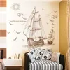 Wandaufkleber, Cartoon-Piratenschiff, Segeln, für Kinderzimmer, Jungen, abnehmbarer PVC-Aufkleber, DIY-Kunst, Heimdekoration, J2Y