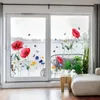 Fönster klistermärken röd blomma glas dörr statisk klistermärke fjärilsfiler vardagsrum sovrum badrum hem dekoration vägg modern dekal