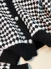 Wo Circyy Frauen Jacke Abgeschnitten Mantel Schwarz Weiß Argyle Plaid Koreanische Chic Kleidung Taschen Mode Patchwork Herbst Winter