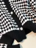 Wo Circyy Women Jacket Cropped Coat Black White Argyle Plaid Korean Chic Clothes Pockets Fashion Patchwork Autumn Winter