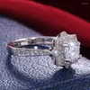 Wedding Rings WUKALO 2022 CZ Stone 2 Cts For Women Flower Ring Band Silver Color Jewelry