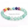 Bracelets porte-bonheur 8mm Naturel Vert Cristal Pierre Brins Bracelets Perlé À La Main Pour Femmes Hommes Charme Yoga Sports Bijoux Drop Delive Dhaei