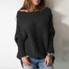 Damenpullover Herbst Winter Solide Big Off The Shoulder Fledermausärmel Strickpullover Top Frauen Lässige Lange Ärmel Übergroße Pullover Kleidung J220915