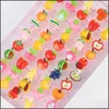 Cluster Rings 100Pcs/Lot Cartoon Resin Opening Rings For Children Fashion Cute Lovely Jewellery Birthday Party Gifts Drop Del Dhgarden Dhe3O