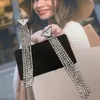 Dangle earrings Black White Enamel Geometric Triangle Diamond Tassel Pendant 925 Silver Luxury Brand Women Designer Celebrity Earr2875