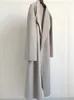 Women's Wool Blends Women Woolen Long Coat Winter Side Slit Big Turn-down Collar Warm Jacket Camel Black Grey Color Mid-Length Outwear Tops 221129