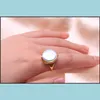 Anello solitario Barocco Solo anello di perle d'acqua dolce naturale Stile retrò Note 14K Bottone a forma irregolare in oro Rfd Drop Delivery Dhgarden Dhwad