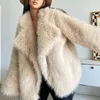 Women s Fur Faux Women Jacket Coats Winter Suit Collar Warm Loose Pink Female Overcoat Clothes Korea Eco coat 221128