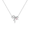 Zircon Bow Knot Pendant Necklace for Women Design Elegant Korean Fashion Necklaces Woman Charms Necklace Party Lady Accesorios